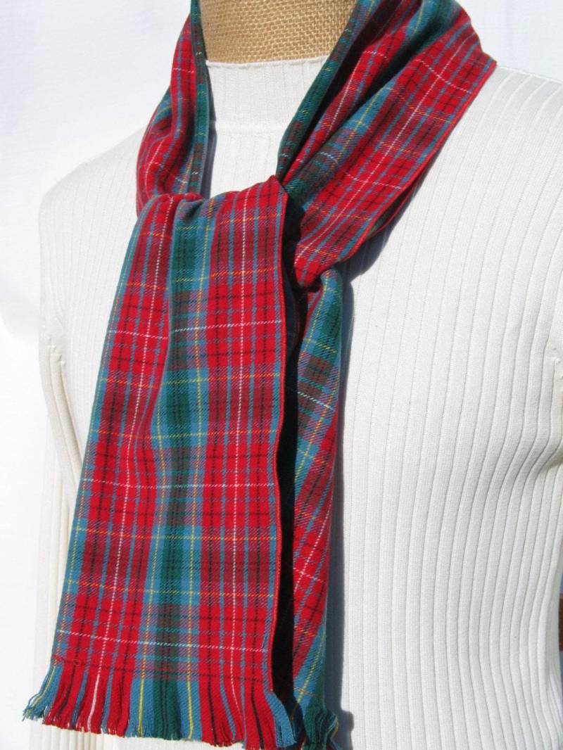 Tartan-Schal in Petrol Und Rot, Kariert von dolldressedup