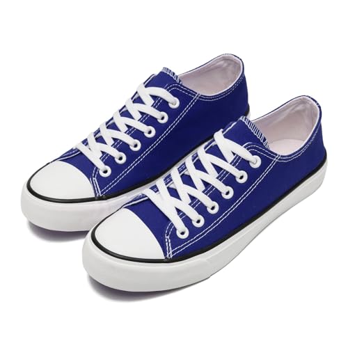 dolphinslides Damen Herren Canvas Schuhe Low Top Lace Up Sneakers Unisex Running Sportschuhe Casual Tennis Schuhe Saphirblau 250 von dolphinslides