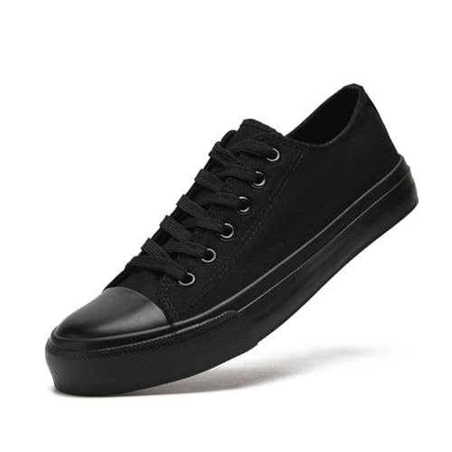 dolphinslides Damen Herren Canvas Schuhe Low Top Lace Up Sneakers Unisex Running Sportschuhe Casual Tennis Schuhe Schwarz 02 255 von dolphinslides