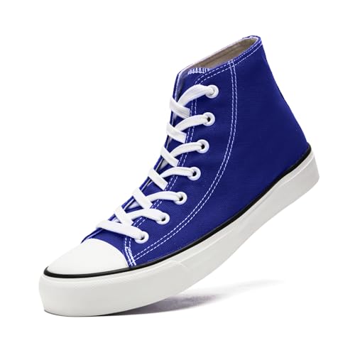 dolphinslides Unisex Sneaker Stoffschuhe Damen Herren Canvas Schuhe High Top Turnschuhe Lace Up Walking Running Sportschuhe Saphirblau 275 von dolphinslides