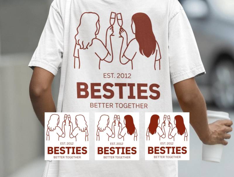Besties Shirt Personalisiert Mit Spruch Und Jahreszahl Geschenk Beste Freundin Geburtstag Freundschaftsshirt Baumwolle von domebey