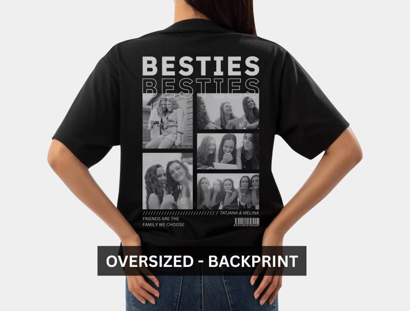 Oversized Besties Shirt Personalisiert Mit Fotos Und Namen Geschenk Beste Freundin Geburtstag Freundschaftsshirt Baumwolle von domebey