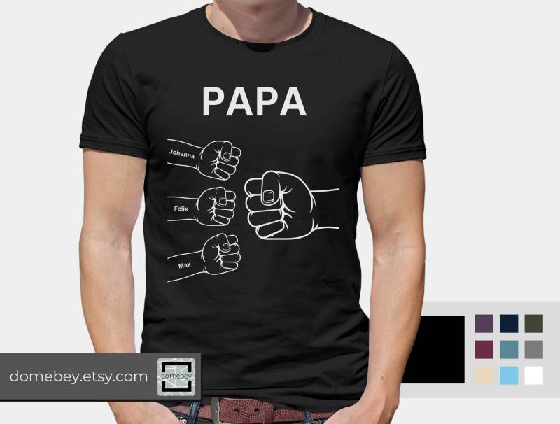 Tshirt Papa Fäuste - Personalisierbar Geschenk Vater Dad von domebey