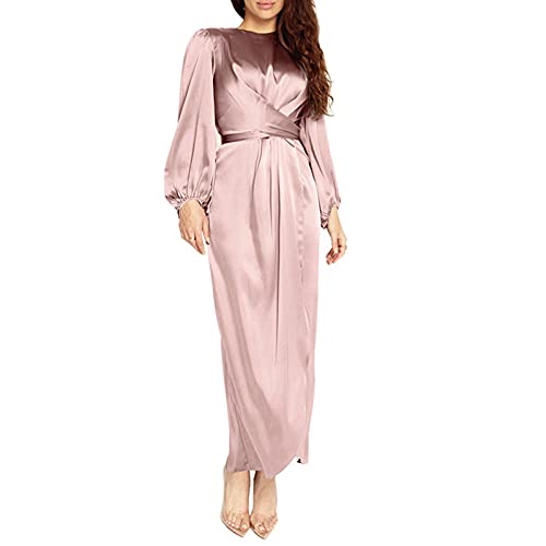 domorebest Dubai Abaya für Damen - Muslimische Kleidung Robe Bandage Satin Kaftan Kleid islamisch Ramadan Eid Arabische Kleider von domorebest