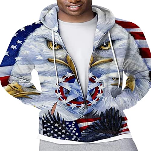 domorebest Herren American Flag Eagle Zipper Pullover 3D-Druck verblasste amerikanische USA-Flagge Hoodies Sweatshirts mit Tasche von domorebest