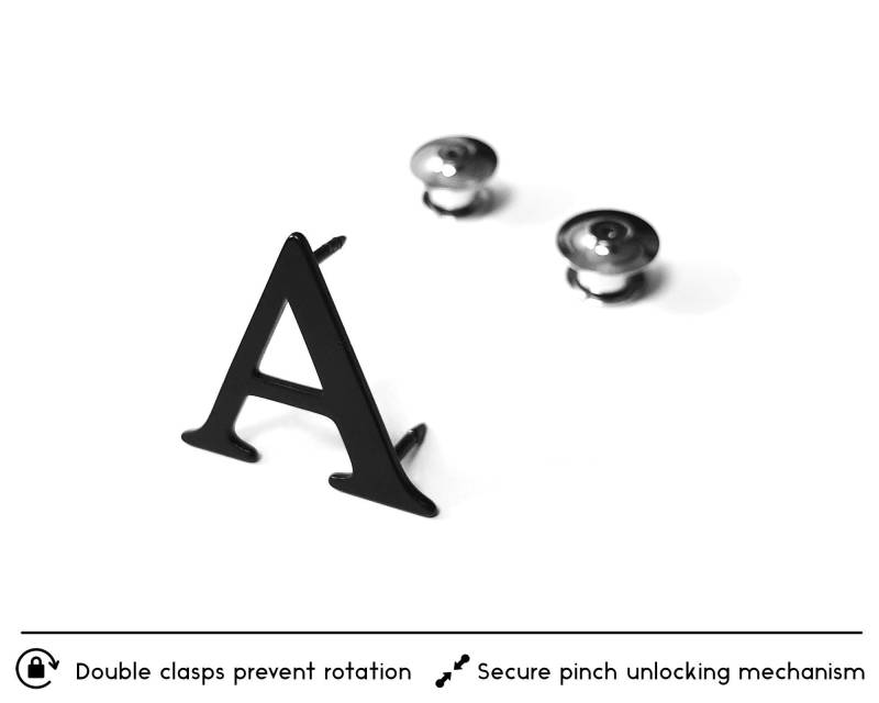 A-Z Buchstabe A Anstecknadel Monogramm Schwarz Matt Anfangsbuchstabe Alphabet Schmuck Accessoire Minimal Design Einkaufen Benutzerdefinierte A-Z Buchstabe A Anstecknadel Monogramm Schwarz Matt Anfangsbuchstabe Alphabet Schmuck Accessoire Minimal Design Einkaufen Benutzerdefinierte von donburee