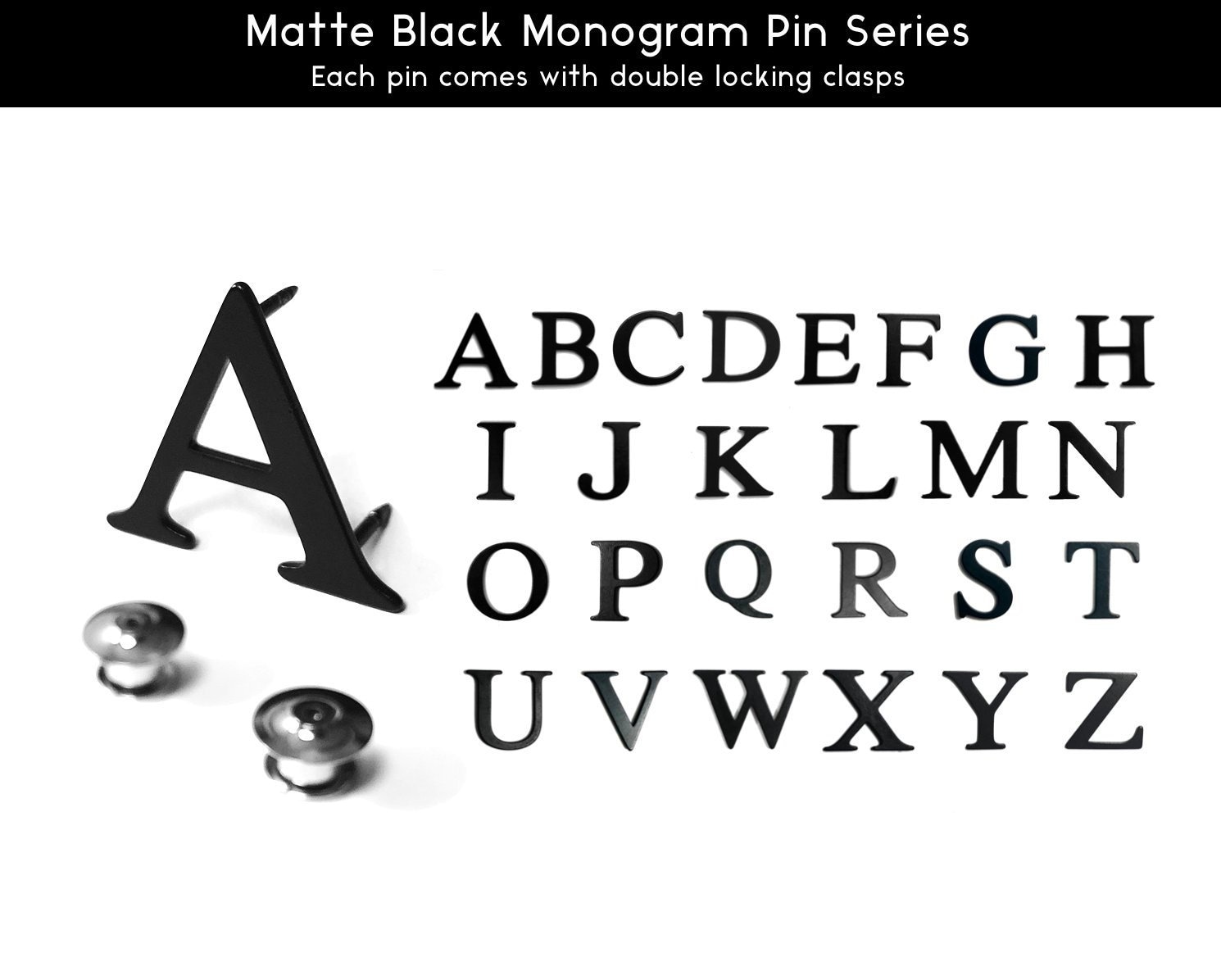 A-Z Buchstabe Anstecknadel Monogramm Schwarz Matt Schmuck Accessoire Minimal Design Shopping Individuell A Bis Z T A-Z Buchstabe Anstecknadel Monogramm Schwarz Matt Schmuck Accessoire Minimal Design Shopping Individuell A Bis Z T von donburee