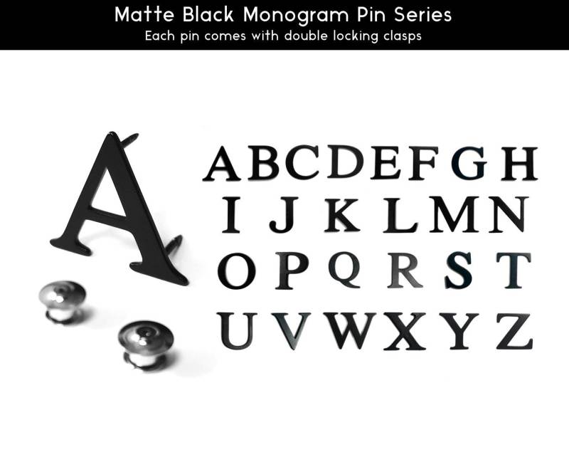 A-Z Buchstabe Anstecknadel Monogramm Schwarz Matt Schmuck Accessoire Minimal Design Shopping Individuell A Bis Z T A-Z Buchstabe Anstecknadel Monogramm Schwarz Matt Schmuck Accessoire Minimal Design Shopping Individuell A Bis Z T von donburee