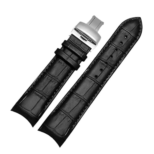 dongriuk Echtes Lederarmband mit gebogenem Ende für Tissot-Uhrengürtel 1853 COUTURIER T035627A T035407A T035439 Herrenarmband(Oragne line-no BK,24mm) von dongriuk