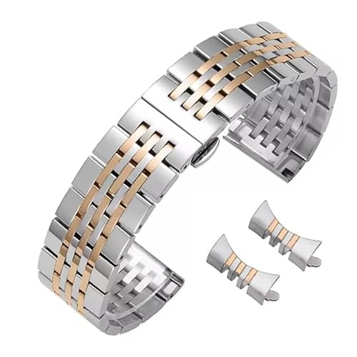 dongriuk Edelstahl Silber Uhrenarmband für Tissot T006 Curved End Uhrenarmband für MIDO(Silver rosegold,21mm) von dongriuk