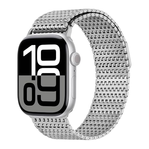dongriuk Edelstahl-Uhrenarmband für Apple Watch Ultra 2, Magnetarmband für iWatch Serie 10, 9, 8, 7, 6, 5, 4, SE(Silver) von dongriuk