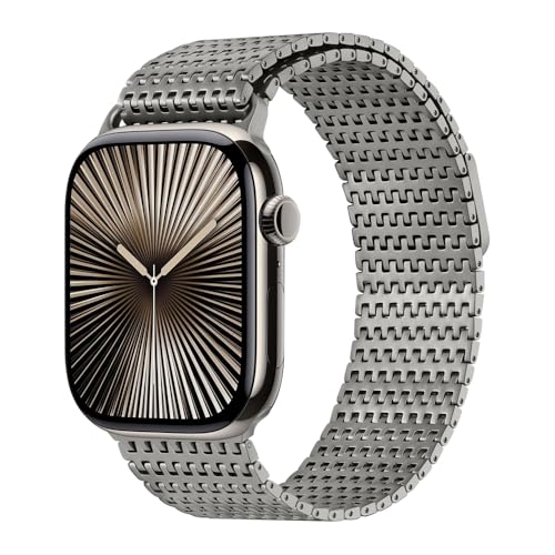 dongriuk Edelstahl-Uhrenarmband für Apple Watch Ultra 2, Magnetarmband für iWatch Serie 10, 9, 8, 7, 6, 5, 4, SE(Titanium) von dongriuk