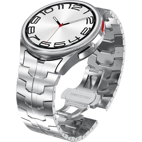 dongriuk Edelstahlarmband für Galaxy Watch 6 5 4 Classic No Gaps Metallband Gliederarmband(Silver,6 Classic 47mm) von dongriuk