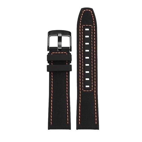 dongriuk FKM Uhrenarmband für Mido Helmsman M005 M038.431 M038431a Schnellverschluss Canvas Nylon Armband Armband(Black orange-black) von dongriuk