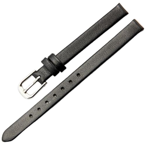 dongriuk Fashion Echtes Leder Uhr Armband Frauen Armband Armbanduhr Mini Band Kleine Strap(Black,17mm) von dongriuk