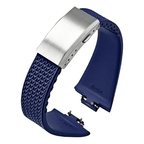 dongriuk Fluorkautschuk-Uhrenarmband für Tissot PRX-Serie Super Player 35 mm 40 mm FKM Damen- und Herren-Uhrenarmband mit Faltschließe(Light blue02,12mm) von dongriuk