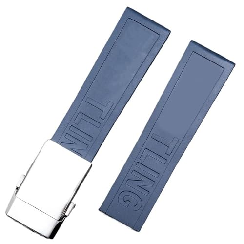 dongriuk Für Breitling Avenger Colt Superocean Challenger Fluorkautschuk-Uhrenarmband(Dark blue shiny silver) von dongriuk