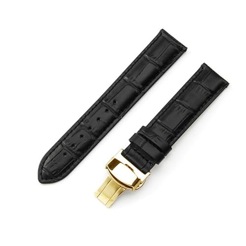 dongriuk Für Tissot 1853 Le Locle T41 T00407b Tarfish Junya T461 Echtlederarmband Herren Damen Uhrenarmband(Black-Golden-B1,19mm) von dongriuk