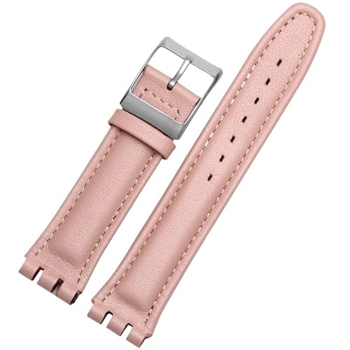 dongriuk Leder-Uhrenarmbänder für SWATCH YRS-Uhrenkette mit konkav-konvexer Schnalle(Pink b,17mm) von dongriuk