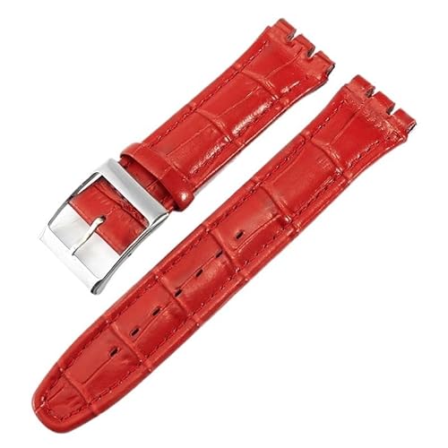 dongriuk Leder-Uhrenarmbänder für SWATCH YRS-Uhrenkette mit konkav-konvexer Schnalle(Red a,19mm) von dongriuk