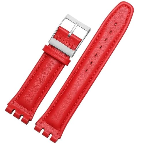 dongriuk Leder-Uhrenarmbänder für SWATCH YRS-Uhrenkette mit konkav-konvexer Schnalle(Red b,17mm) von dongriuk