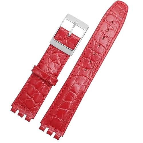 dongriuk Leder-Uhrenarmbänder für SWATCH YRS-Uhrenkette mit konkav-konvexer Schnalle(Red d,19mm) von dongriuk