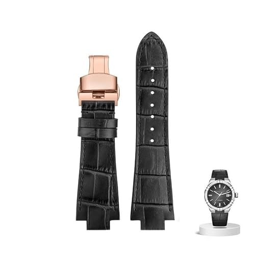 dongriuk Leder Uhrenarmband für Maurice Lacroix AIKON AI6008 AI6038 AI6058 Mann Armband Kuh Leder Armband(Black rose) von dongriuk