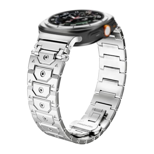 dongriuk Luxuriöses Edelstahlarmband für Galaxy Watch Ultra 47 mm, Metallarmband, Zubehör(Silver) von dongriuk