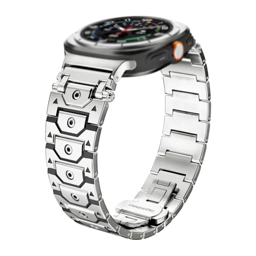 dongriuk Luxuriöses Edelstahlarmband für Galaxy Watch Ultra 47 mm, Metallarmband, Zubehör(Silver-B) von dongriuk