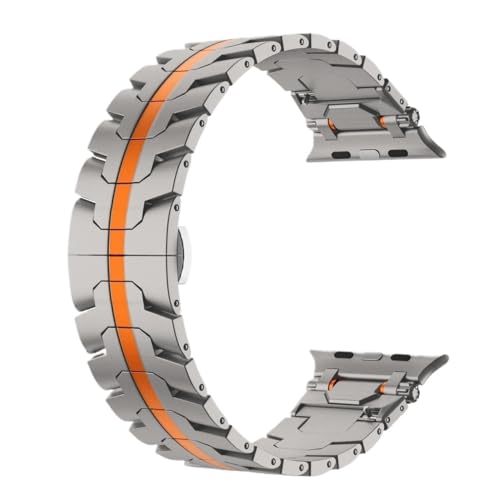 dongriuk Metall-Uhrenarmband für Apple Watch Ultra 2 49 mm Serie 10 46 mm Edelstahlarmband für Iwatch 9 7 8 6 5 SE 44 mm 45 mm(Titanium orange,44mm) von dongriuk