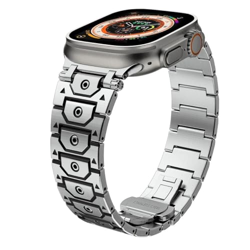 dongriuk Metallarmband für Apple Watch Ultra2 Ultra Edelstahl-Uhrenarmband für Iwatch Serie 10 9 8 7 6 5 4 Se Armband(Silverb,Series 10 46mm) von dongriuk