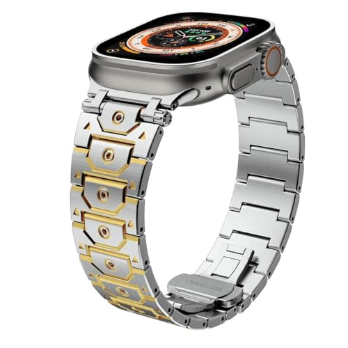 dongriuk Metallarmband für Apple Watch Ultra2 Ultra Edelstahl-Uhrenarmband für Iwatch Serie 10 9 8 7 6 5 4 Se Armband(Silvery,Series 10 46mm) von dongriuk