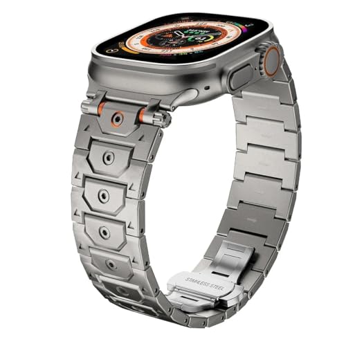 dongriuk Metallarmband für Apple Watch Ultra2 Ultra Edelstahl-Uhrenarmband für Iwatch Serie 10 9 8 7 6 5 4 Se Armband(Titanium,42 44 45 49mm) von dongriuk