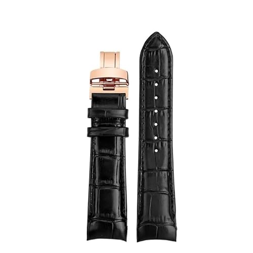 dongriuk Rindsleder Leder Curved Interface Armband Für Mido BELLUNA M024407A M024630a M024 uhr Strap(Black-Rose gold,21mm) von dongriuk