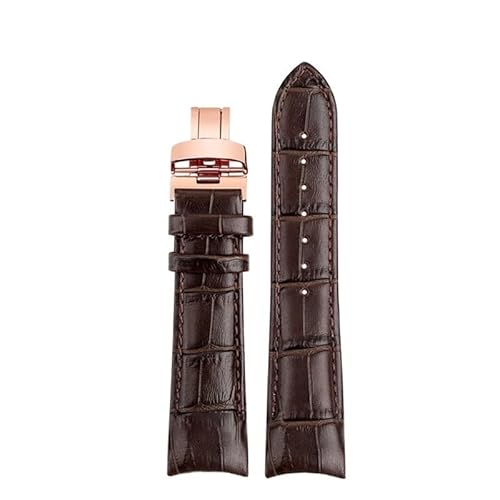 dongriuk Rindsleder Leder Curved Interface Armband Für Mido BELLUNA M024407A M024630a M024 uhr Strap(Brown-Rose gold,20mm) von dongriuk