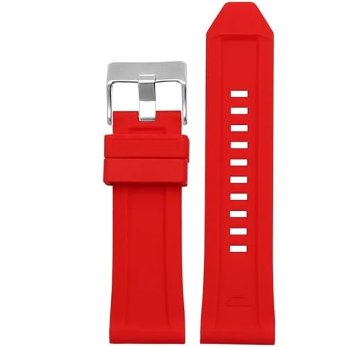 dongriuk Silikon-Uhrenarmband für Diesel DZ4496 DZ4427 DZ4487 DZ4323 DZ4318 DZ4305 Herrenuhren Armband(Red silver buckle,26mm) von dongriuk