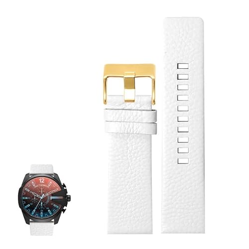 dongriuk Uhrenarmbänder aus echtem Leder für Diesel DZ4323 DZ1657 DZ4318 Herren-Uhrenarmband mit Lychee-Maserung(Whiteg,26mm) von dongriuk