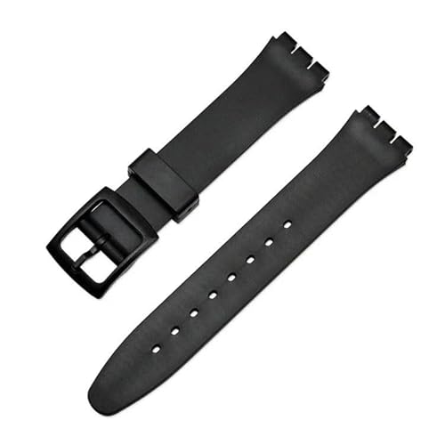 dongriuk Uhrenarmband PVC-Gürtel für Swatch-Uhrenzubehör, weiches Gelee, Farbe, wasserdichtes Gummiarmband(Black,19mm) von dongriuk