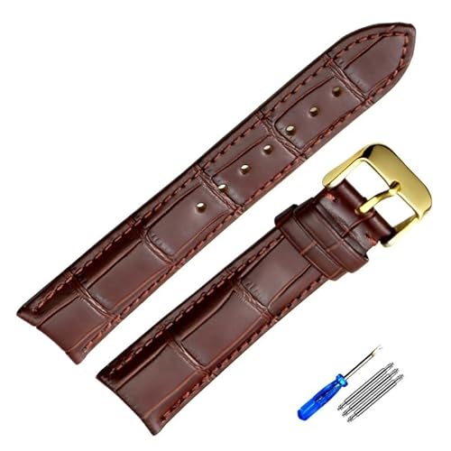 dongriuk Uhrenarmband aus echtem Leder, blaues Rindsleder, für Tissot-Uhrenarmband für Herren(Brown-gold,21mm) von dongriuk