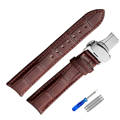 dongriuk Uhrenarmband aus echtem Leder, blaues Rindsleder, für Tissot-Uhrenarmband für Herren(Brown-silver-B,20mm) von dongriuk