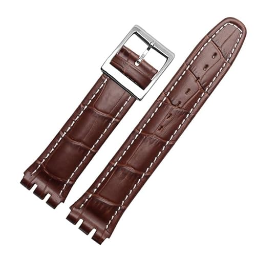 dongriuk Uhrenarmband aus echtem Leder für Swatch YCS YAS YGS, Leder-Uhrenkette mit Schmetterlingsschnalle(Brownws2,17mm) von dongriuk
