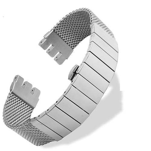 dongriuk Uhrenarmband für Swatch YCS443G, Metallgeflecht-Gürtel, Herrenarmband mit Edelstahl-Faltschließe(Silver,20mm) von dongriuk