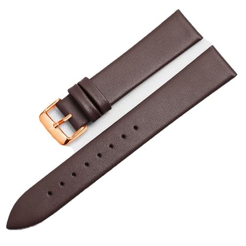 dongriuk Ultradünnes Uhrenarmband für Herren und Damen, Leinwandbindung, Ersatzlederarmband für CK K2Y211/K2M23, Armband mit Dornschließe(Darkbrownr,18mm) von dongriuk