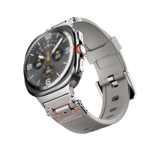 dongriuk Weiches Gummi-Uhrenarmband für Galaxy Watch Ultra 47 mm, Quick Fit No Gaps-Uhrenarmband für Samsung Watch 7 Ultra Sports Bracelet(Titanium grey) von dongriuk