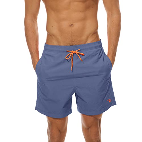 donhobo Badehose Herren Schnelltrocknend Boardshorts Männer Kurz Schwimmhose Strandshorts Beachshorts mit Mesh-Futter und Verstellbarem Tunnelzug (Graulila, L) von donhobo