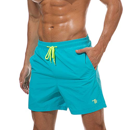 donhobo Badeshorts für Herren Schnelltrocknend Schwimmhose Badehose Jungen Strand Surf Freizeit Schwimmen Laufen Board Shorts (Himmelblau, M) von donhobo