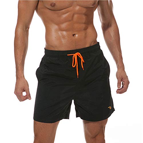 donhobo Badeshorts für Herren Schnelltrocknend Schwimmhose Badehose Jungen Beachshorts Boardshorts Strand Shorts Freizeit Sport Kurz Hose (Schwarz, L) von donhobo