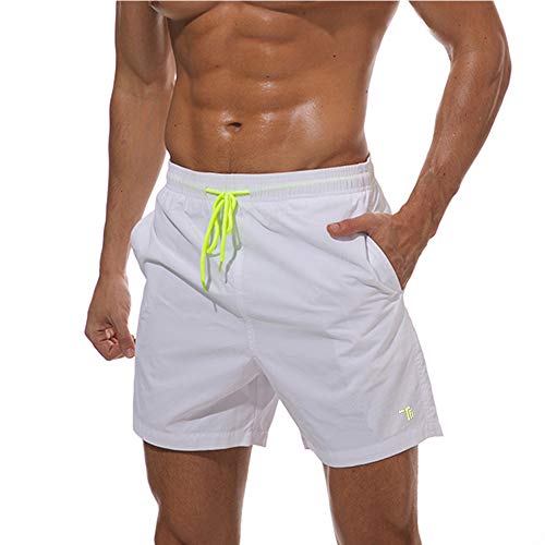 donhobo Badeshorts für Herren Schnelltrocknend Schwimmhose Badehose Jungen Beachshorts Boardshorts Strand Shorts Freizeit, XXL, Weiß von donhobo