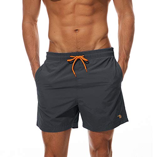 donhobo Badeshorts für Herren Schnelltrocknend Schwimmhose Badehose Jungen Strand Surf Freizeit Schwimmen Laufen Board Shorts (Dunkelgrau, L) von donhobo