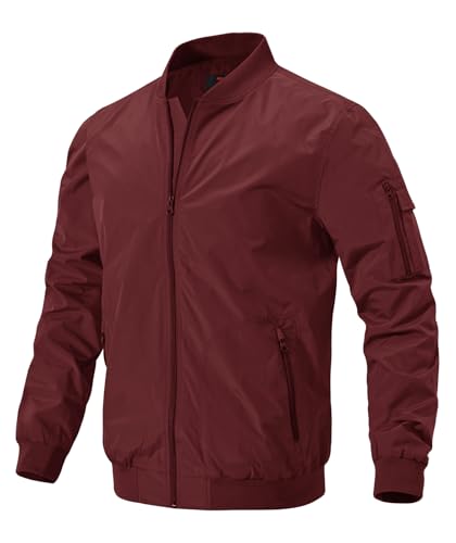 donhobo Bomberjacke Herren Winter Fliegerjacke College Jacke Pilotenjacke Baseball Blouson Army Übergangsjacke Outdoor Windjacke Herbstjacke, Rot, XL von donhobo